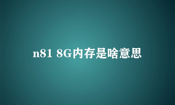 n81 8G内存是啥意思