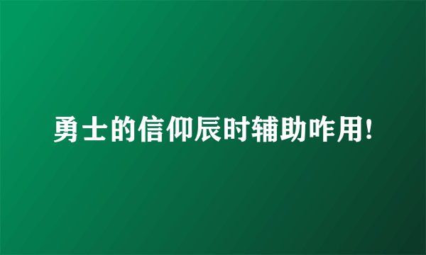 勇士的信仰辰时辅助咋用!