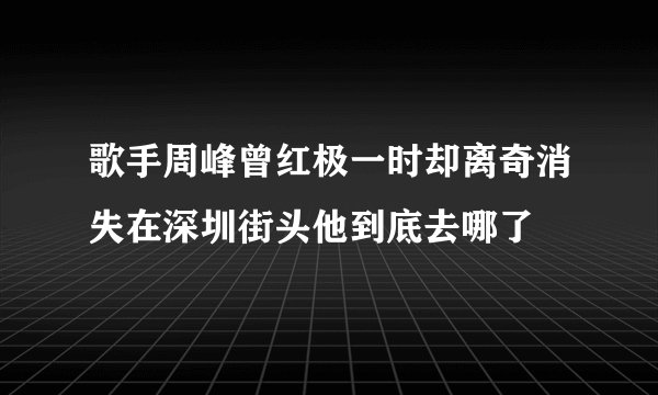 歌手周峰曾红极一时却离奇消失在深圳街头他到底去哪了