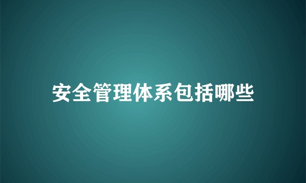 安全管理体系包括哪些