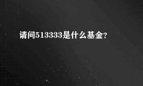 请问513333是什么基金？