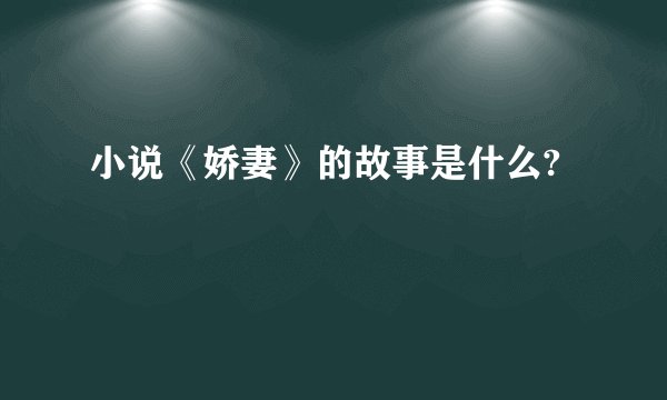 小说《娇妻》的故事是什么?