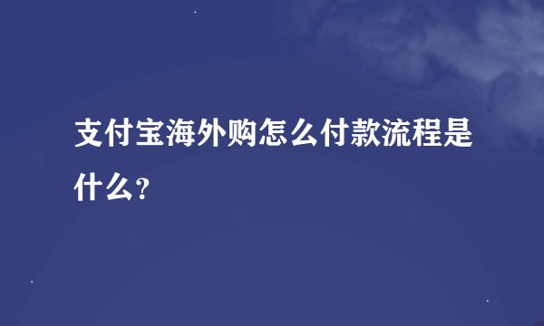 支付宝海外购怎么付款流程是什么？