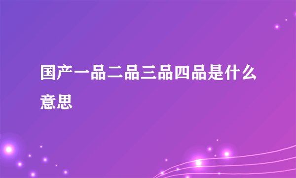 国产一品二品三品四品是什么意思