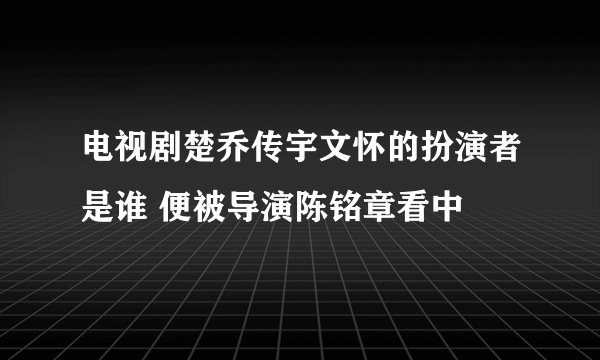 电视剧楚乔传宇文怀的扮演者是谁 便被导演陈铭章看中