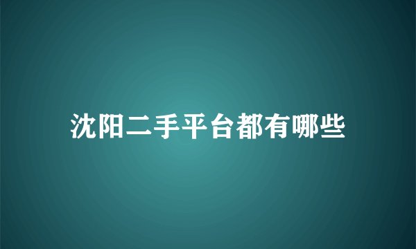 沈阳二手平台都有哪些