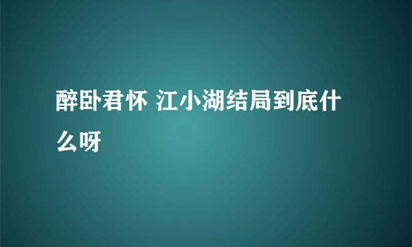 醉卧君怀 江小湖结局到底什么呀