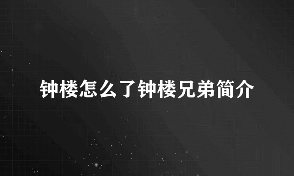 钟楼怎么了钟楼兄弟简介
