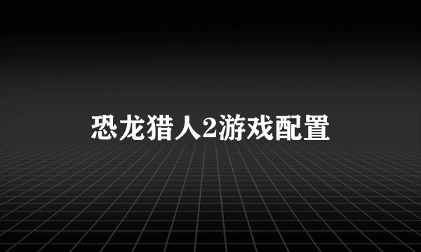 恐龙猎人2游戏配置