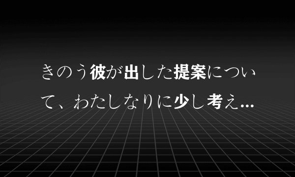 きのう彼が出した提案について、わたしなりに少し考えてみた. 什么意思，なりに怎么解释？