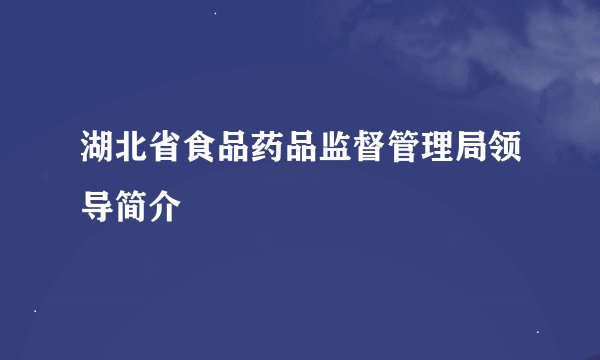 湖北省食品药品监督管理局领导简介
