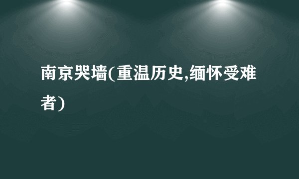 南京哭墙(重温历史,缅怀受难者)