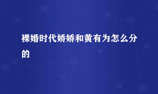 裸婚时代娇娇和黄有为怎么分的