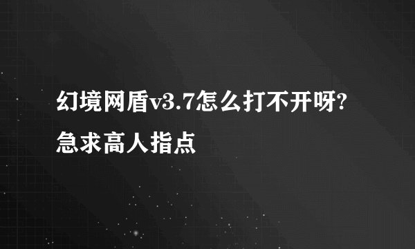 幻境网盾v3.7怎么打不开呀?急求高人指点