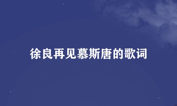 徐良再见慕斯唐的歌词