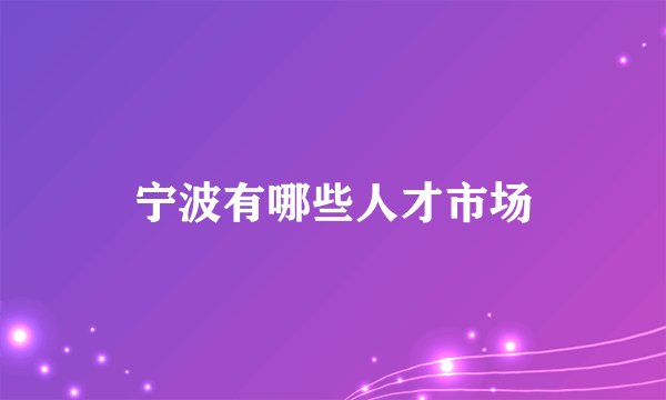 宁波有哪些人才市场