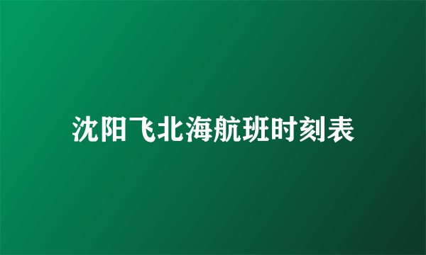 沈阳飞北海航班时刻表