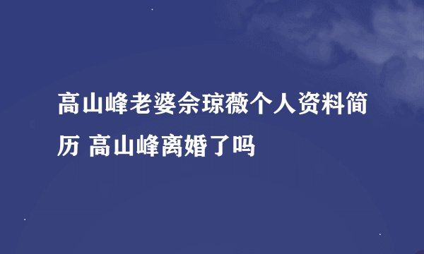 高山峰老婆佘琼薇个人资料简历 高山峰离婚了吗