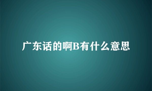 广东话的啊B有什么意思