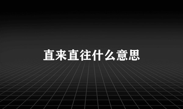 直来直往什么意思