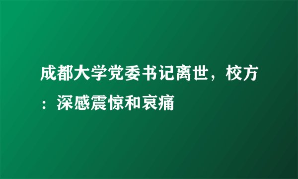 成都大学党委书记离世，校方：深感震惊和哀痛