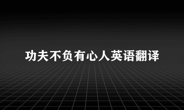 功夫不负有心人英语翻译