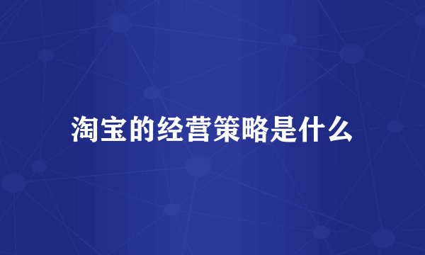 淘宝的经营策略是什么