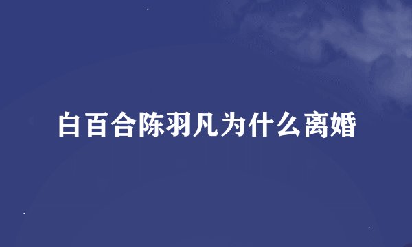 白百合陈羽凡为什么离婚