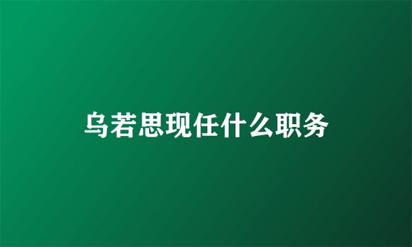乌若思现任什么职务