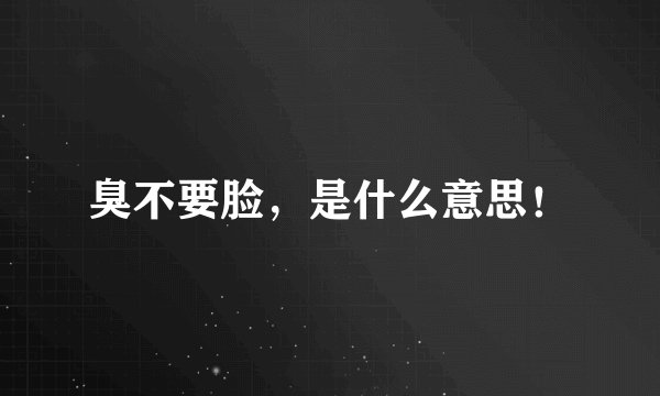 臭不要脸，是什么意思！