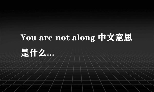 You are not along 中文意思是什么(歌词)