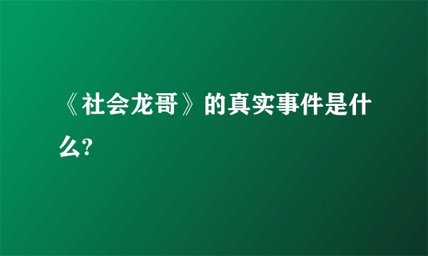 《社会龙哥》的真实事件是什么?