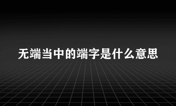 无端当中的端字是什么意思