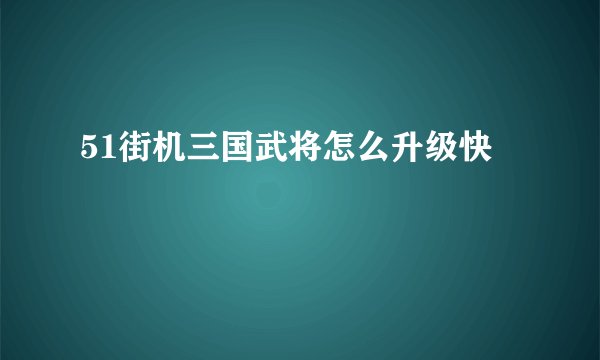 51街机三国武将怎么升级快