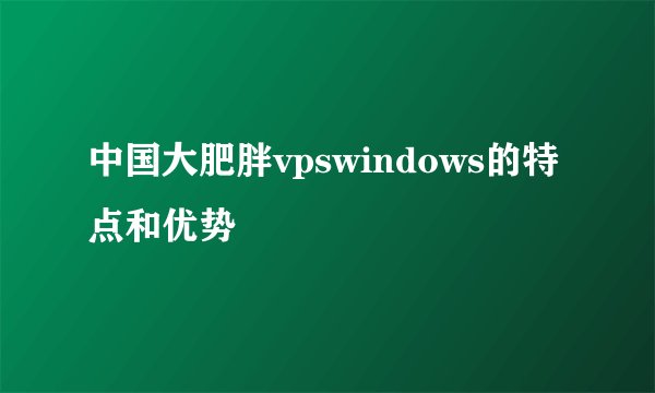 中国大肥胖vpswindows的特点和优势