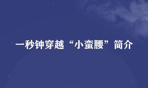 一秒钟穿越“小蛮腰”简介