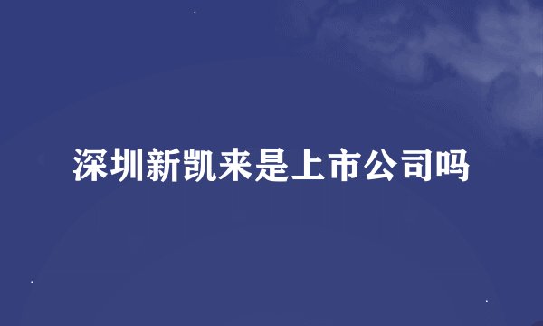 深圳新凯来是上市公司吗