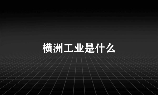 横洲工业是什么