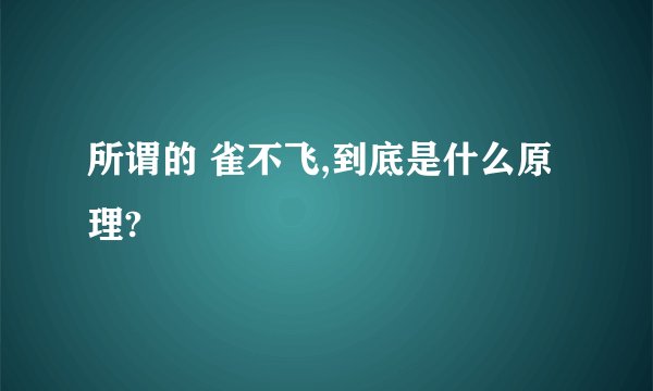 所谓的 雀不飞,到底是什么原理?
