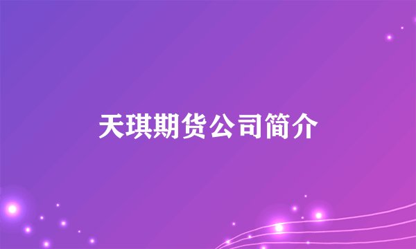 天琪期货公司简介