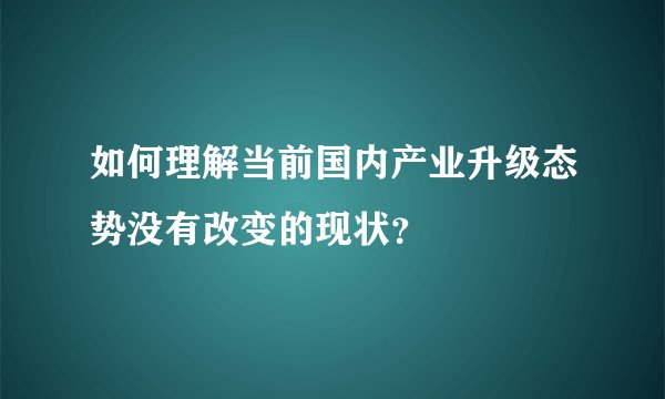 如何理解当前国内产业升级态势没有改变的现状?