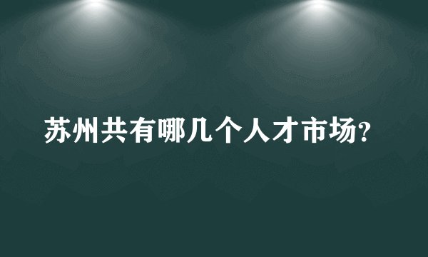 苏州共有哪几个人才市场？