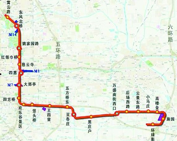 东四环线的线路设站