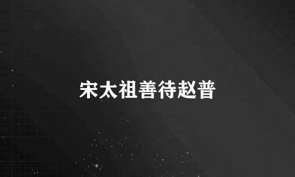 宋太祖善待赵普