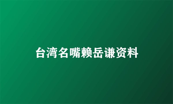 台湾名嘴赖岳谦资料