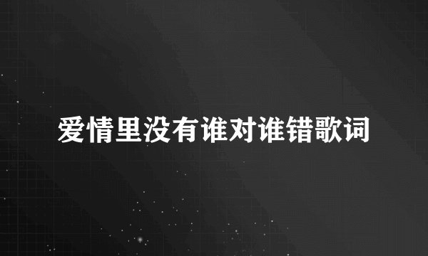 爱情里没有谁对谁错歌词