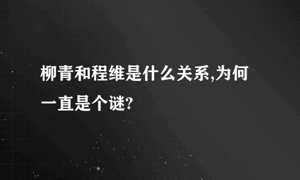 柳青和程维是什么关系,为何一直是个谜?