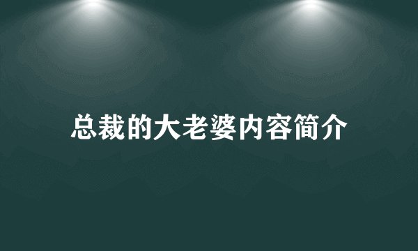 总裁的大老婆内容简介