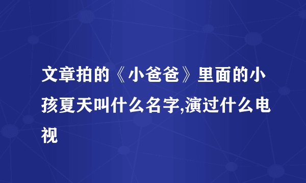 文章拍的《小爸爸》里面的小孩夏天叫什么名字,演过什么电视