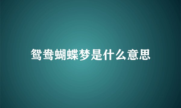 鸳鸯蝴蝶梦是什么意思